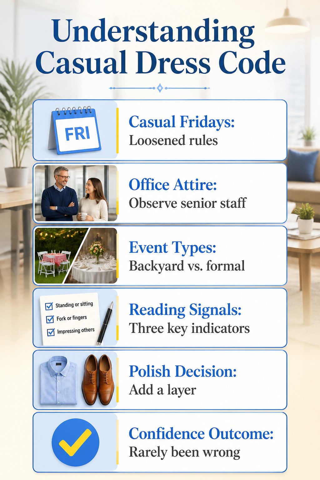 Information image about casual dress code rules and guidelines.