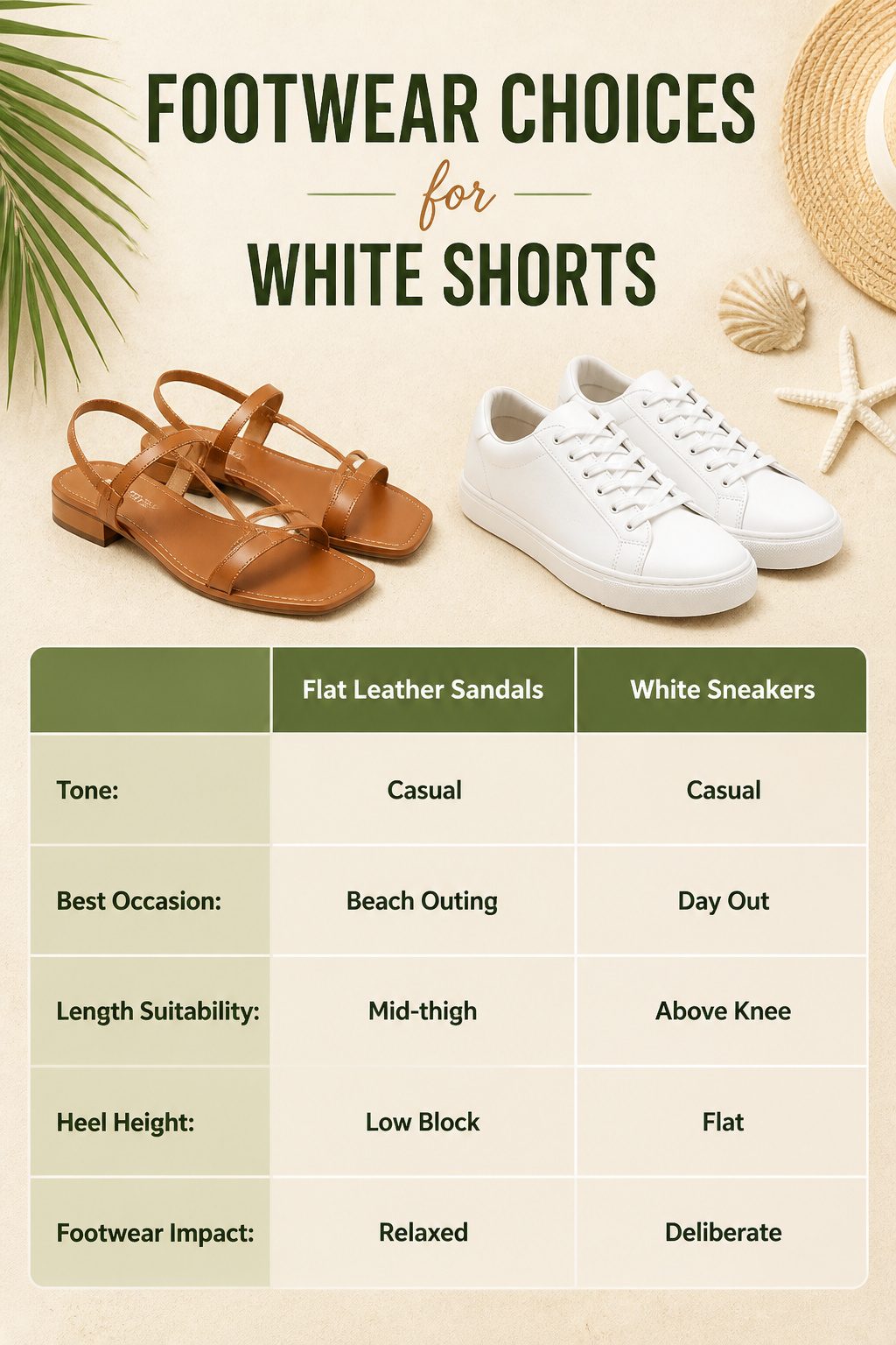 How to Style White Shorts: 6 Outfit Ideas for Any Occasion 7 Different types of shoes suitable for white shorts.