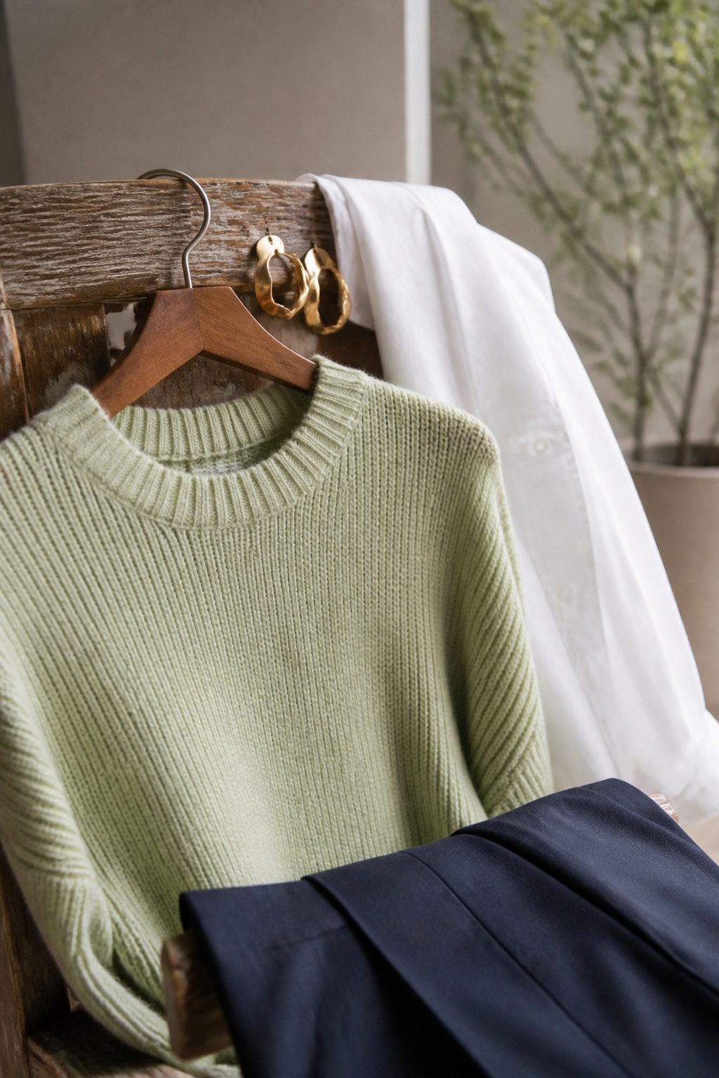 An assortment of trendy clothing items displayed together.