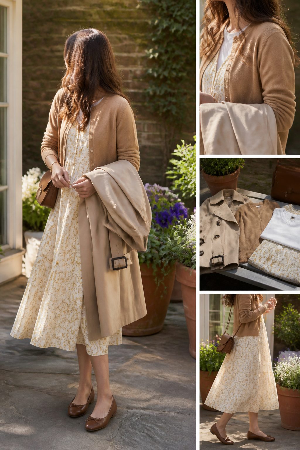 A layered outfit displayed to demonstrate spring styling.