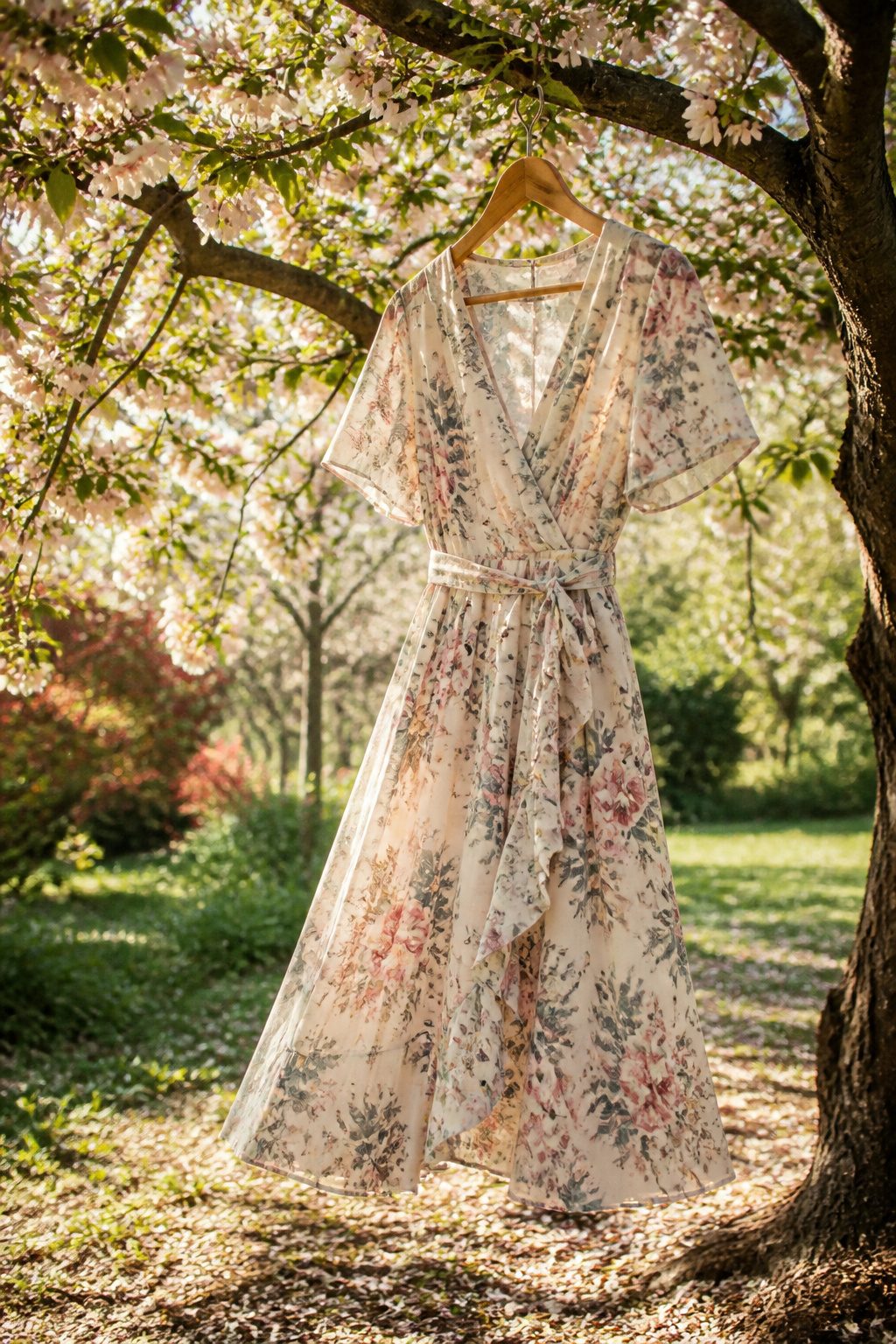 A midi dress displayed neatly on a surface.