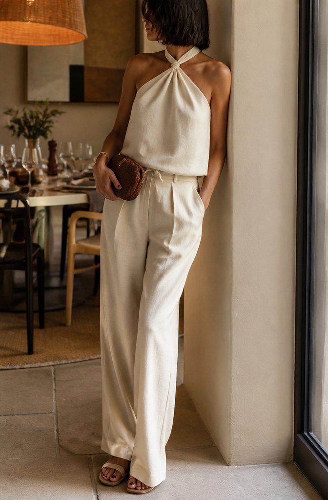 10 Summer Dinner Outfits for Women 3 Linen Pants with an Elevated Top