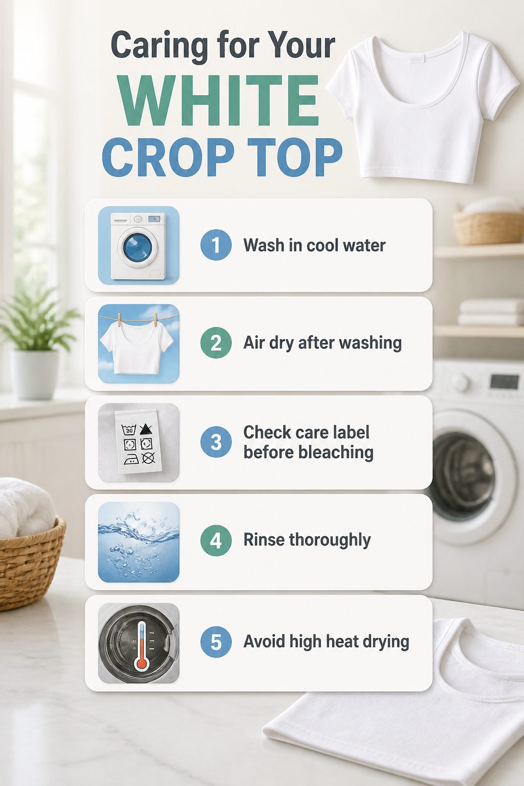 White Crop Top Styles for a Complete Wardrobe 14 Information image about caring for white crop tops.