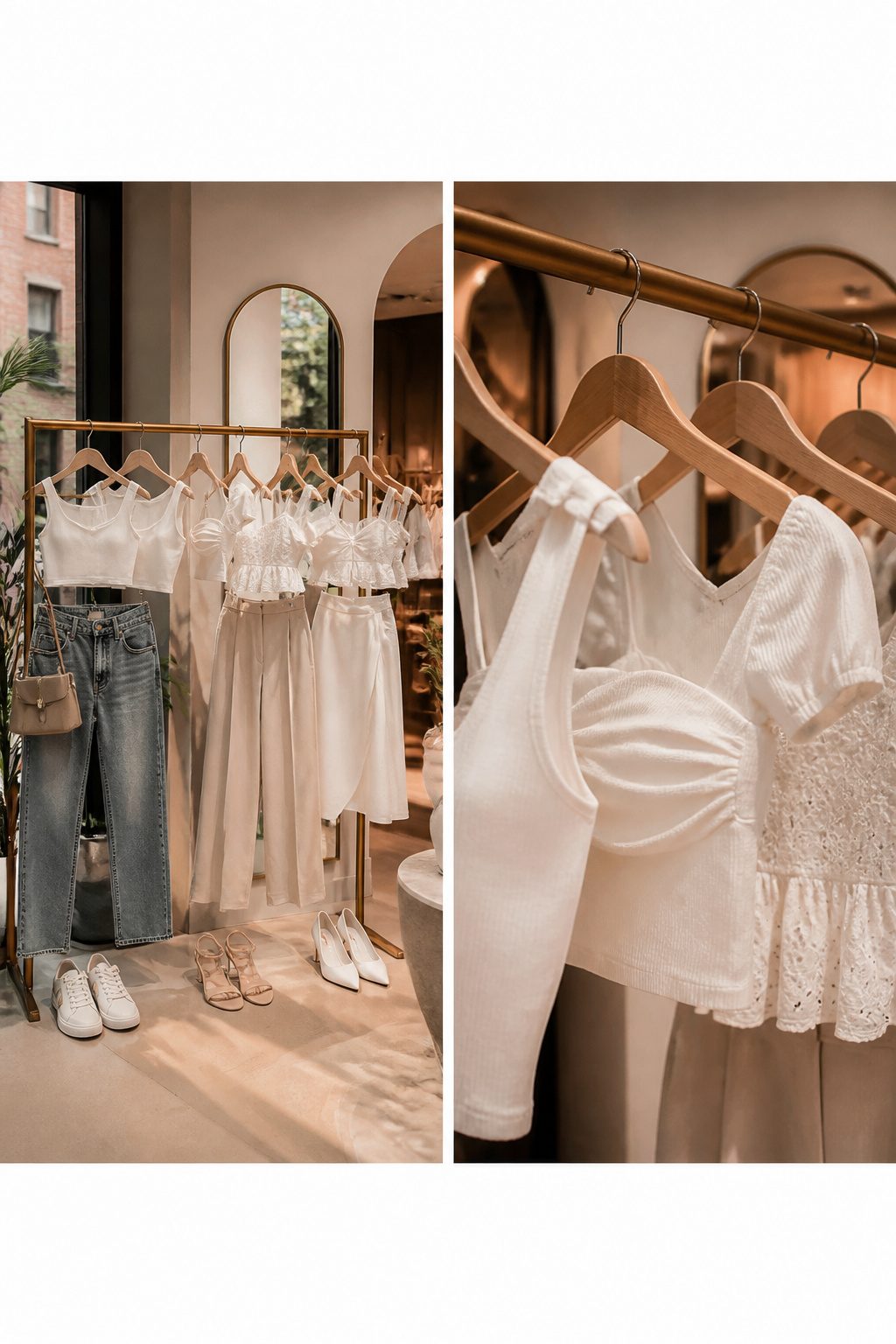 White Crop Top Styles for a Complete Wardrobe 13 White crop top paired with various bottoms for different looks.